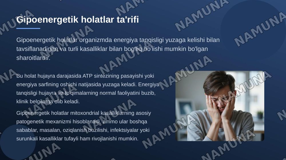 Mitoxondrial kasalliklar va gipoenergetik holatlar — zamonaviy taqdimot, 5-slayd