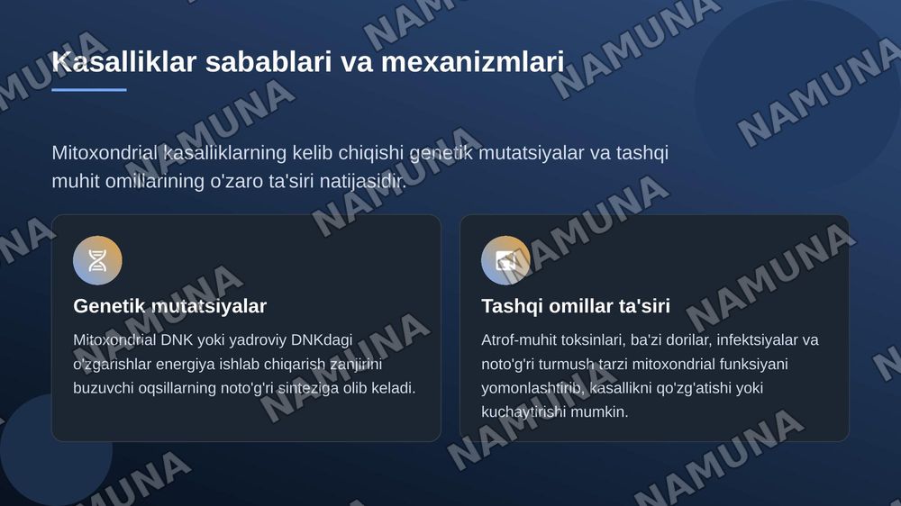 Mitoxondrial kasalliklar va gipoenergetik holatlar — zamonaviy taqdimot, 6-slayd