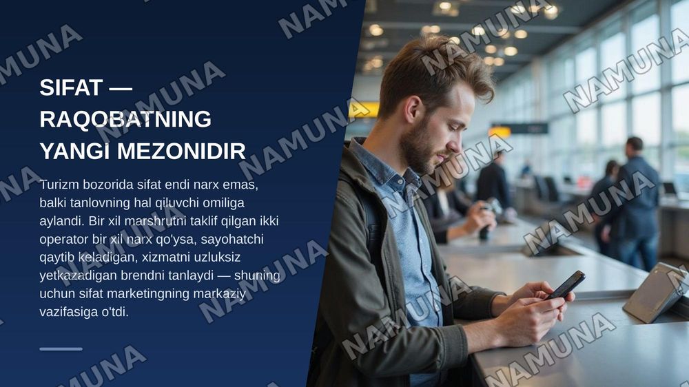 Turistik mahsulot sifatini boshqarishda marketingning roli. — zamonaviy taqdimot, 3-slayd