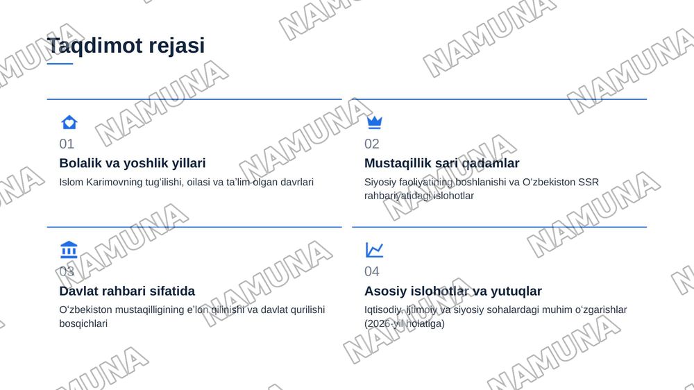 Oʻzbekiston respublikasi birinchi prezidenti Islom Karimov hayoti... — zamonaviy taqdimot, 2-slayd