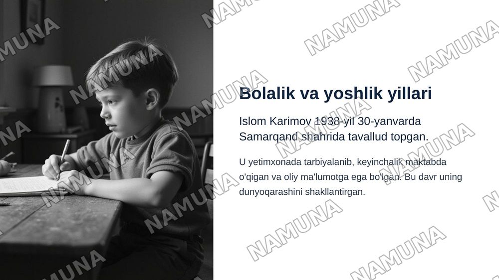 Oʻzbekiston respublikasi birinchi prezidenti Islom Karimov hayoti... — zamonaviy taqdimot, 3-slayd