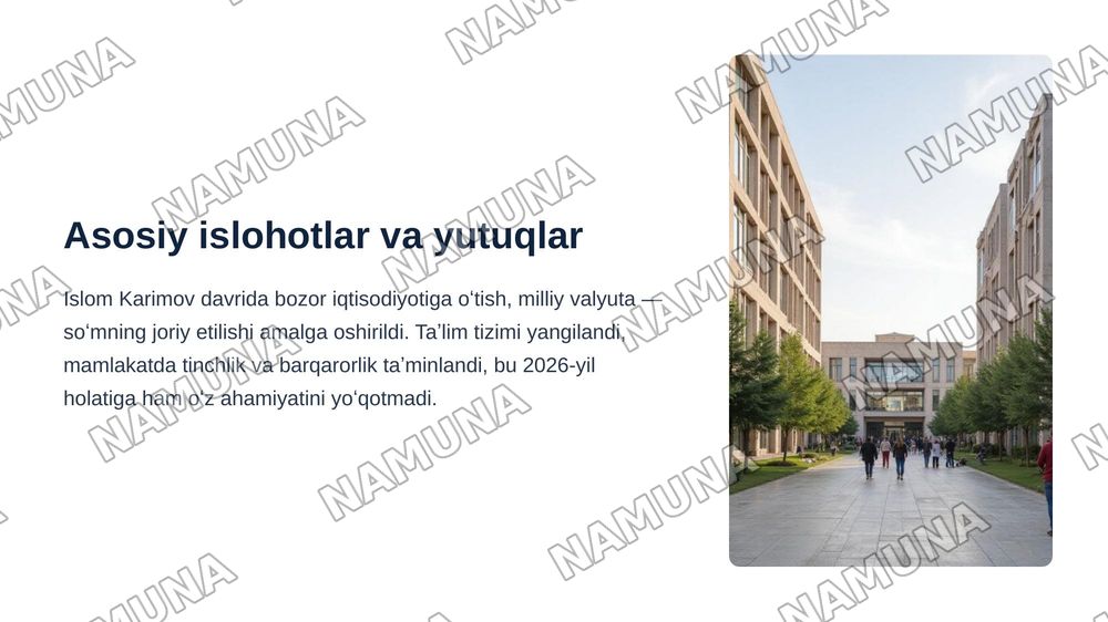 Oʻzbekiston respublikasi birinchi prezidenti Islom Karimov hayoti... — zamonaviy taqdimot, 6-slayd