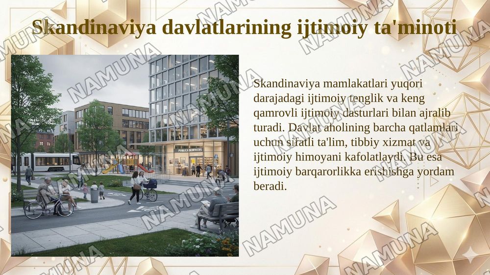 Rivojlangan mamlakatlarda ijtimoiy siyosat sohasida tajribalar va ulardan O’zbekistonda foydalanish yo’llari — 6-slayd