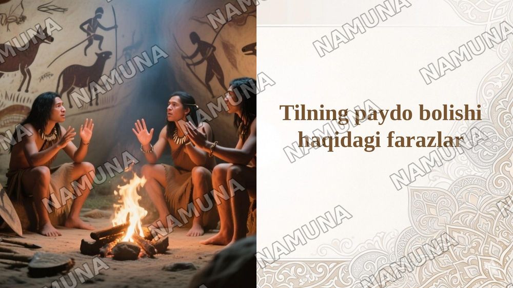 Tilning paydo bolishi haqidagi farazlar — 1-slayd