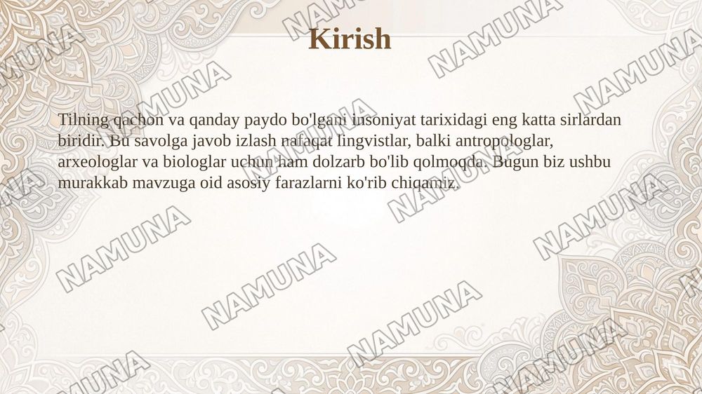 Tilning paydo bolishi haqidagi farazlar — 3-slayd