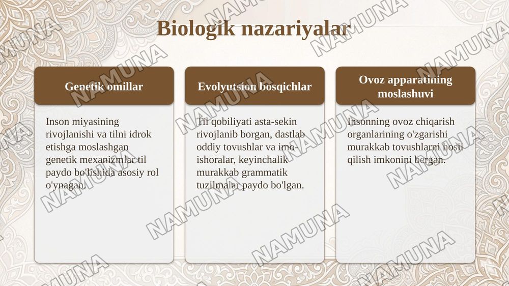 Tilning paydo bolishi haqidagi farazlar — 5-slayd