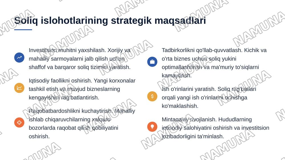 Oʻzbekistonda soliq islohotlarining ustuvor yoʻnalishlari — 7-slayd