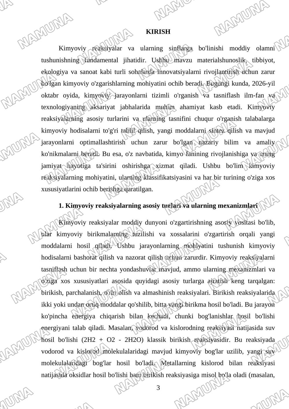 Kimyoviy reaksiyalar va sinflarga bulinishi — 3-varaq