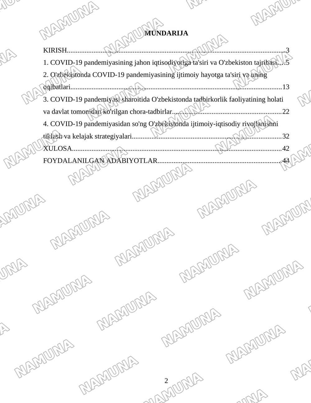 Oʻzbekistonda “Covid-19” pandemiyasining ijtimoiy-iqtisodiy oqibatlari — 2-varaq