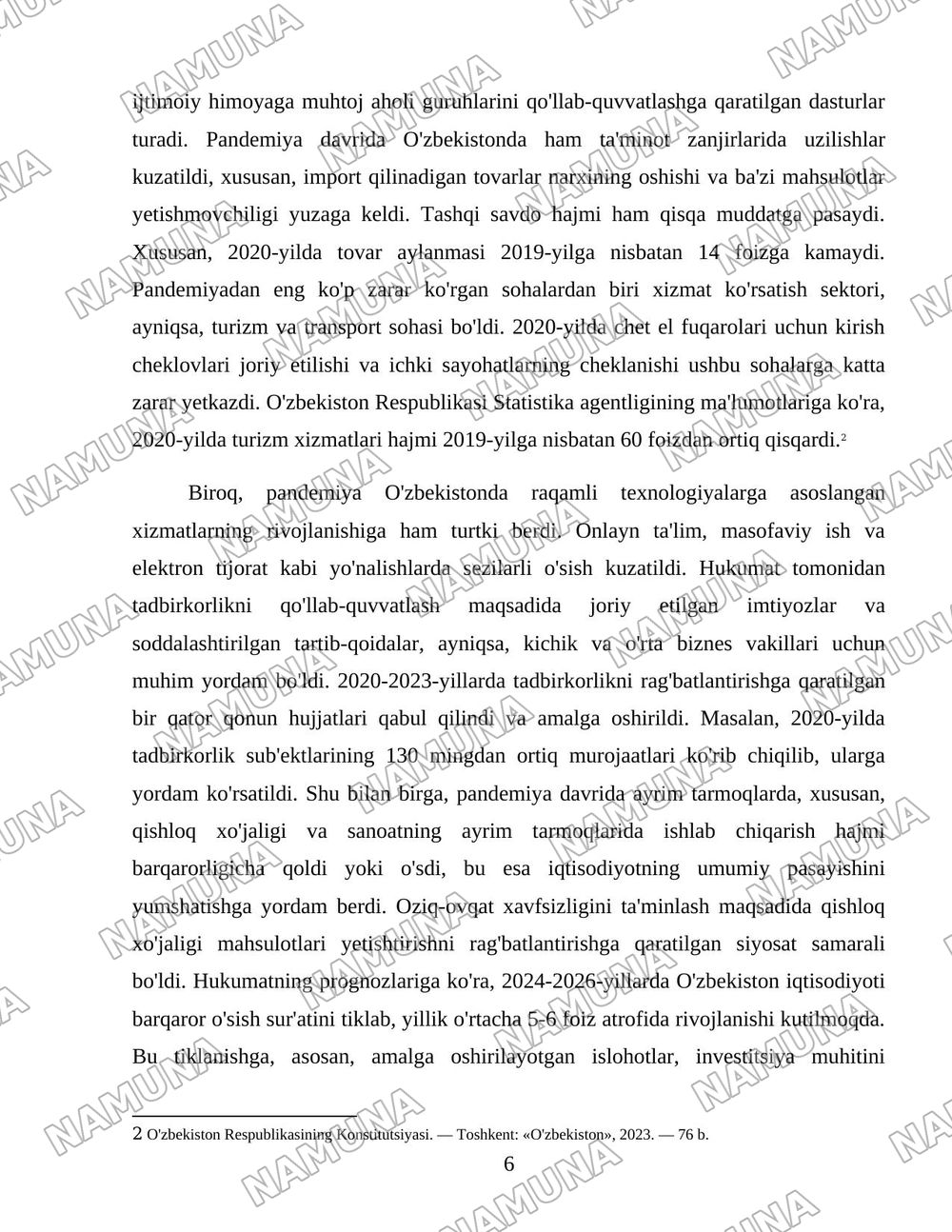 Oʻzbekistonda “Covid-19” pandemiyasining ijtimoiy-iqtisodiy oqibatlari — 6-varaq