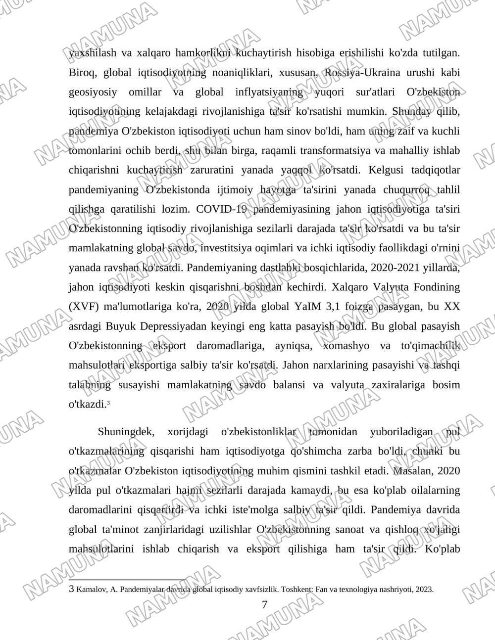Oʻzbekistonda “Covid-19” pandemiyasining ijtimoiy-iqtisodiy oqibatlari — 7-varaq
