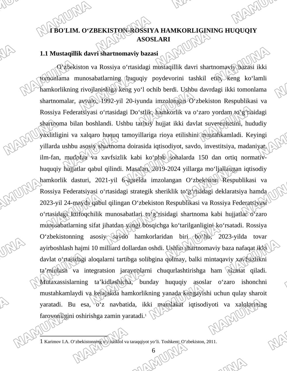 Rossiya va Oʻzbekiston hamkorlik munosabatlarining shakllanishi va rivojlanishi — 6-varaq