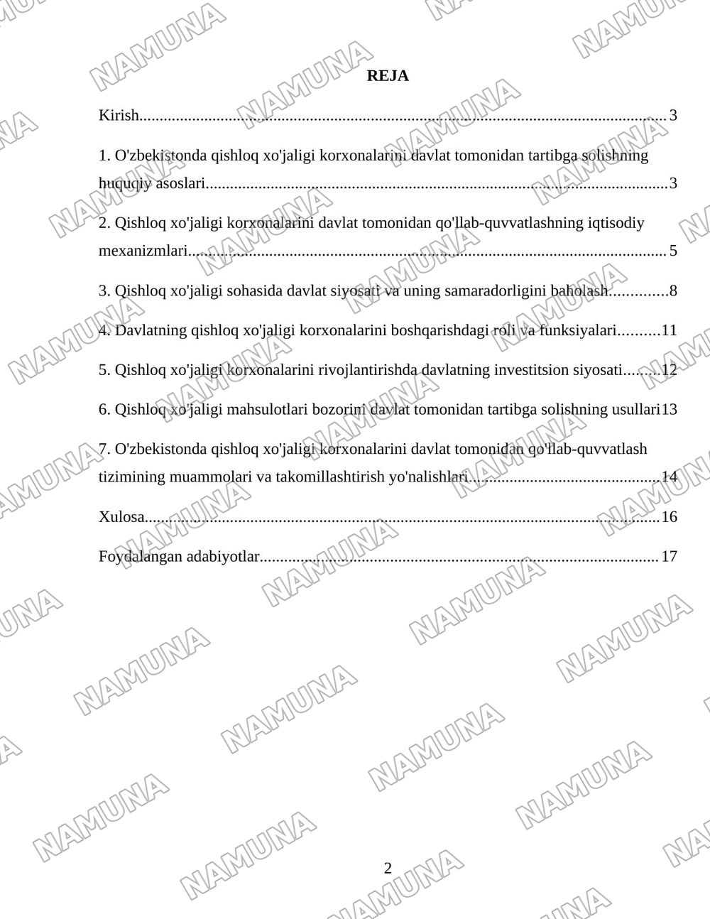 Ózbakistonda qishloq xójaligi korxonalarini davlat tomonidan tartibga solish va qóllab quvvatlash tizimi — 2-varaq