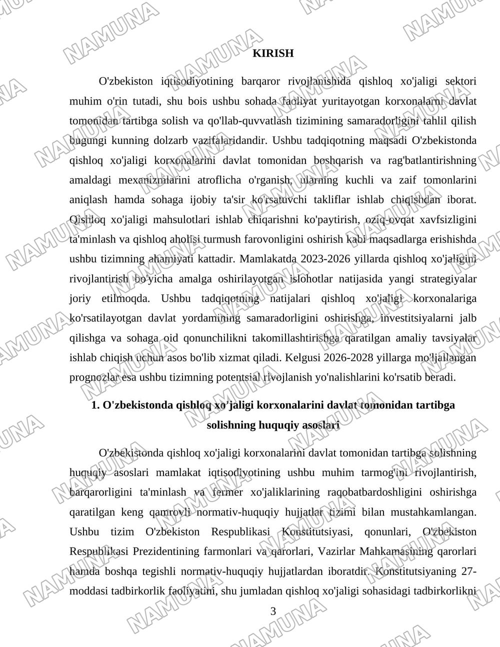 Ózbakistonda qishloq xójaligi korxonalarini davlat tomonidan tartibga solish va qóllab quvvatlash tizimi — 3-varaq