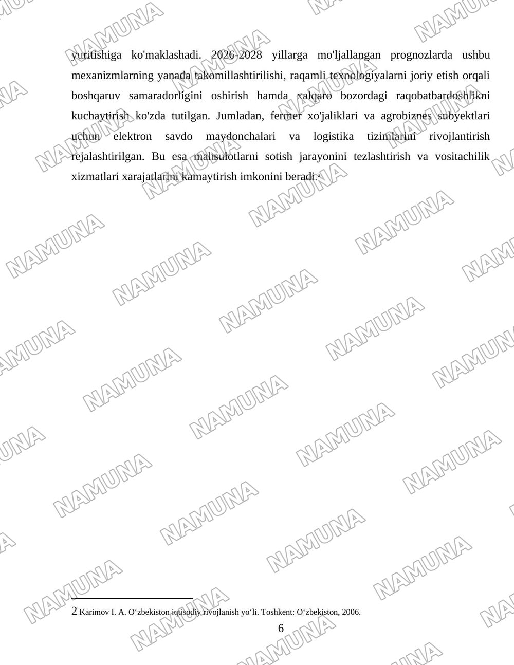Ózbakistonda qishloq xójaligi korxonalarini davlat tomonidan tartibga solish va qóllab quvvatlash tizimi — 6-varaq