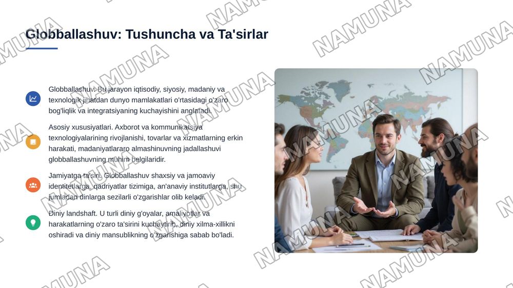 Hozirgi globballashuv davrida jamiyatda dinlarning o'rni — 3-slayd