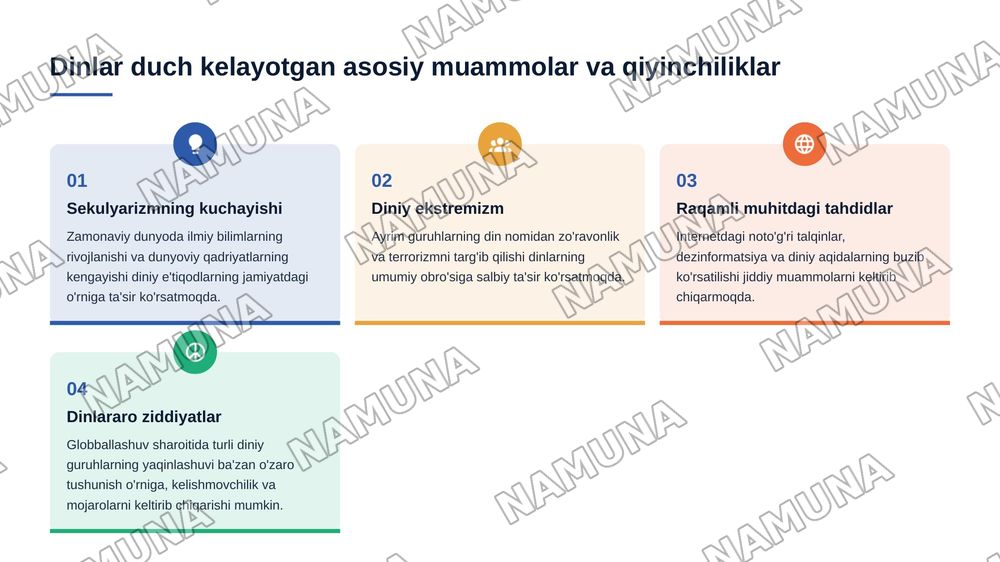 Hozirgi globballashuv davrida jamiyatda dinlarning o'rni — 8-slayd