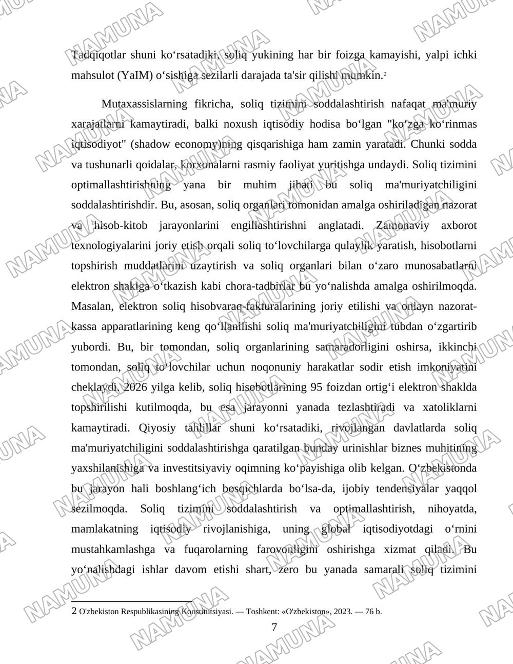 Oʻzbekistonda soliq islohotlarining ustuvor yoʻnalishlari — 7-varaq