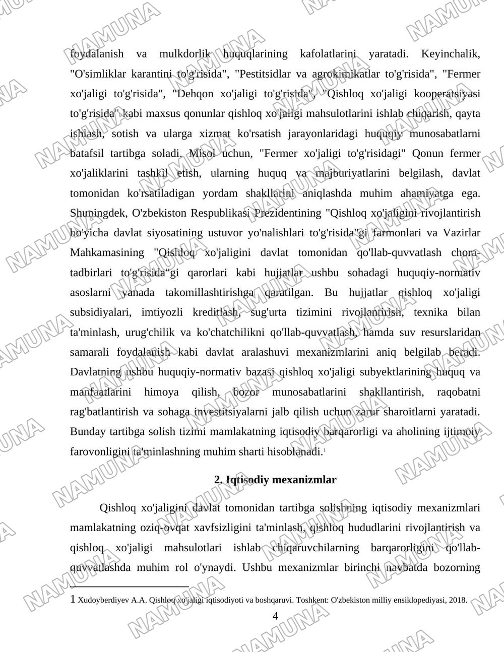 Qishloq xo'jaligini davlat tomonidan tartibga solish mexanizimlari — 4-varaq