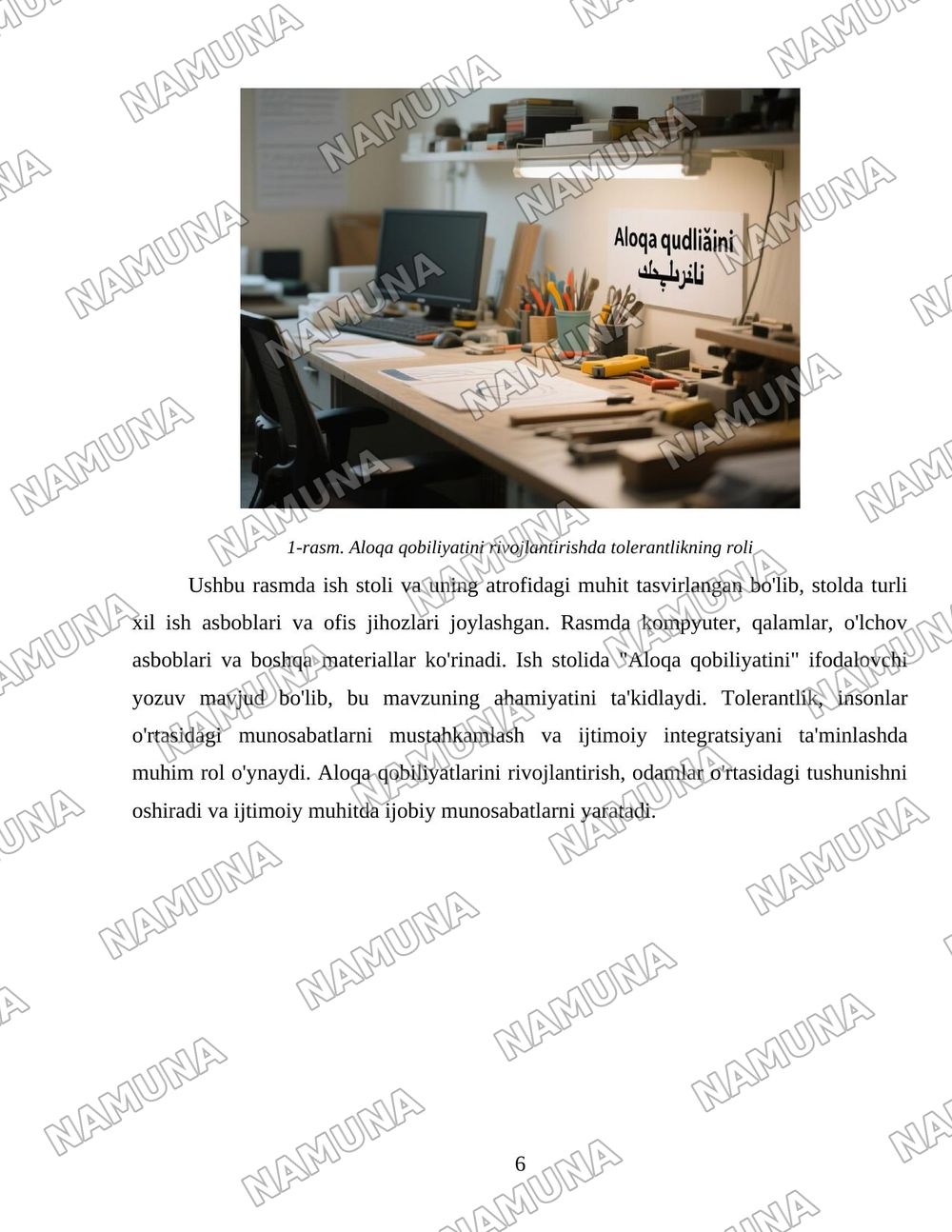Tolerantlik va uning aloqa qobiliyatini rivojlantirishdagi ahamiyati — 6-varaq