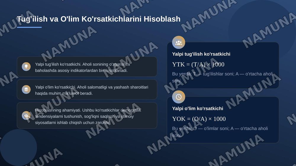 Global Demografik hisob kitoblar va proagnozlat ni hisoblash formulalari — 6-slayd
