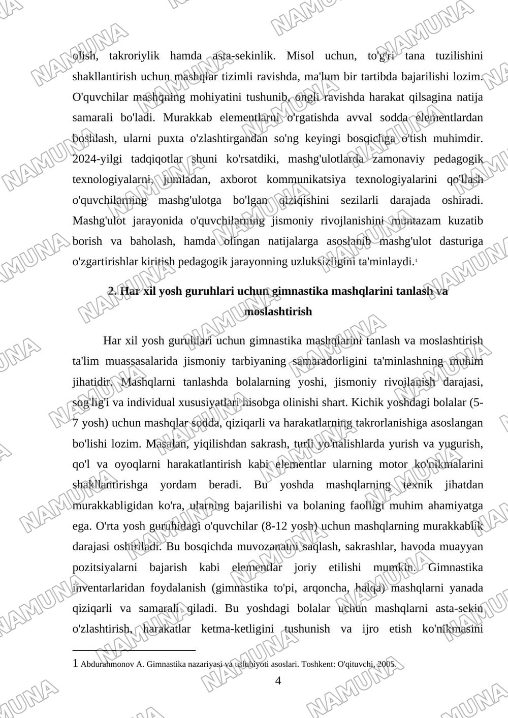 Ta'lim muassalarida gimnastikani o'tkazish usullari — 4-varaq