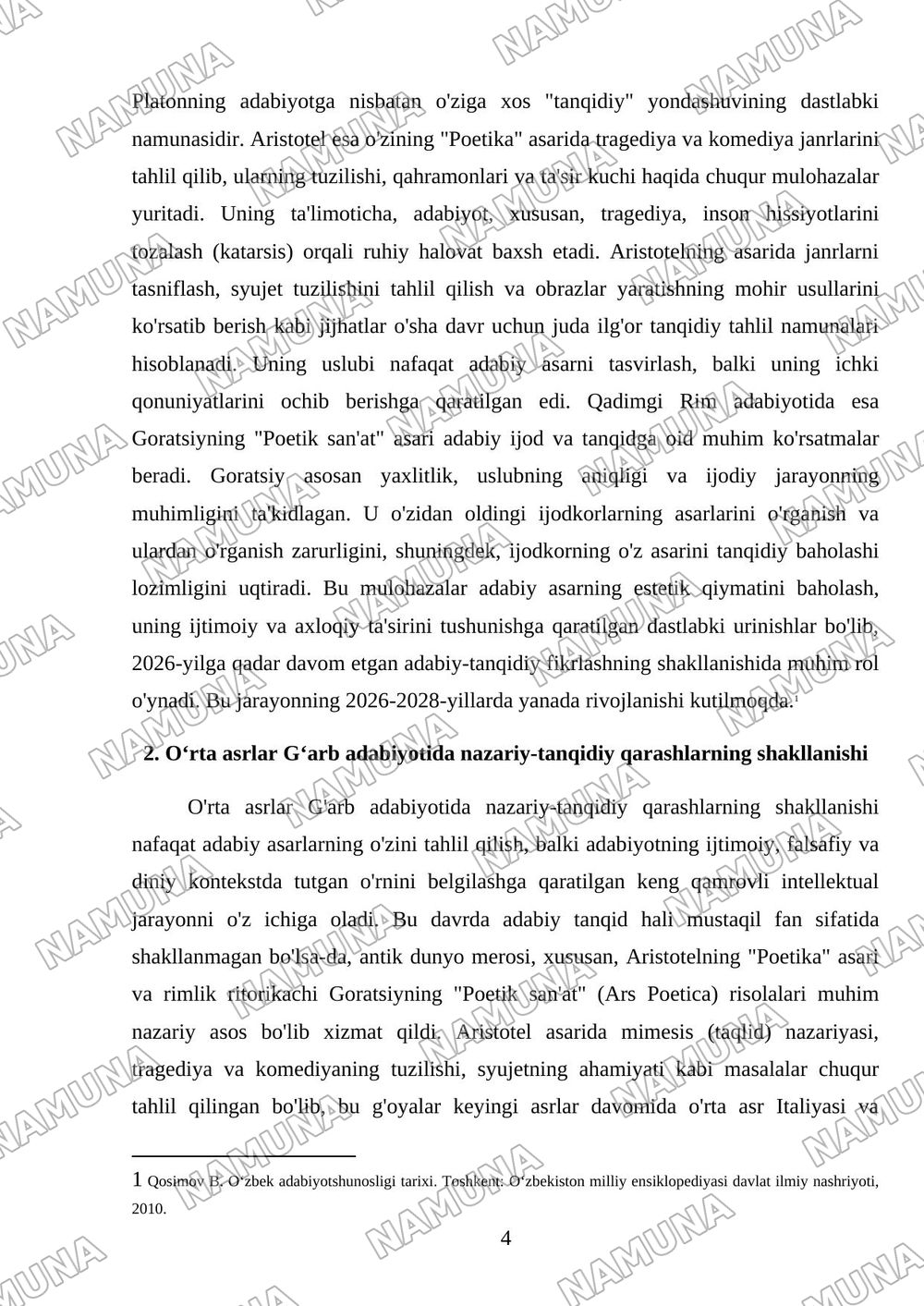 Gʻarb mumtoz adabiyotida adabiy-tanqidiy fikrlash taraqqiyoti — 4-varaq