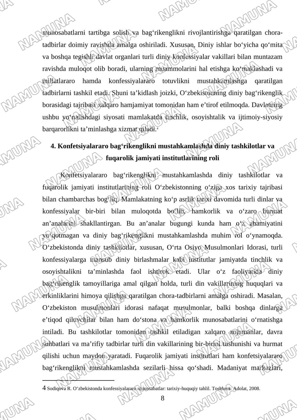 Oʻzbekistonda konfetsiyalar aro diniy bagʻrikenglikning tarixiy tajribasi — 8-varaq