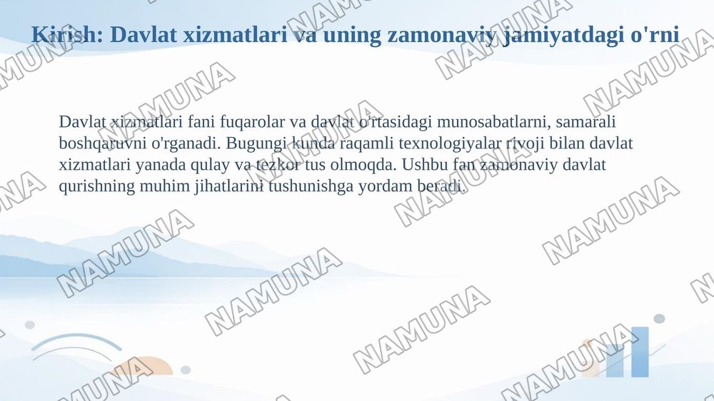 Davlat xizmatlari faniga kirish — 3-slayd