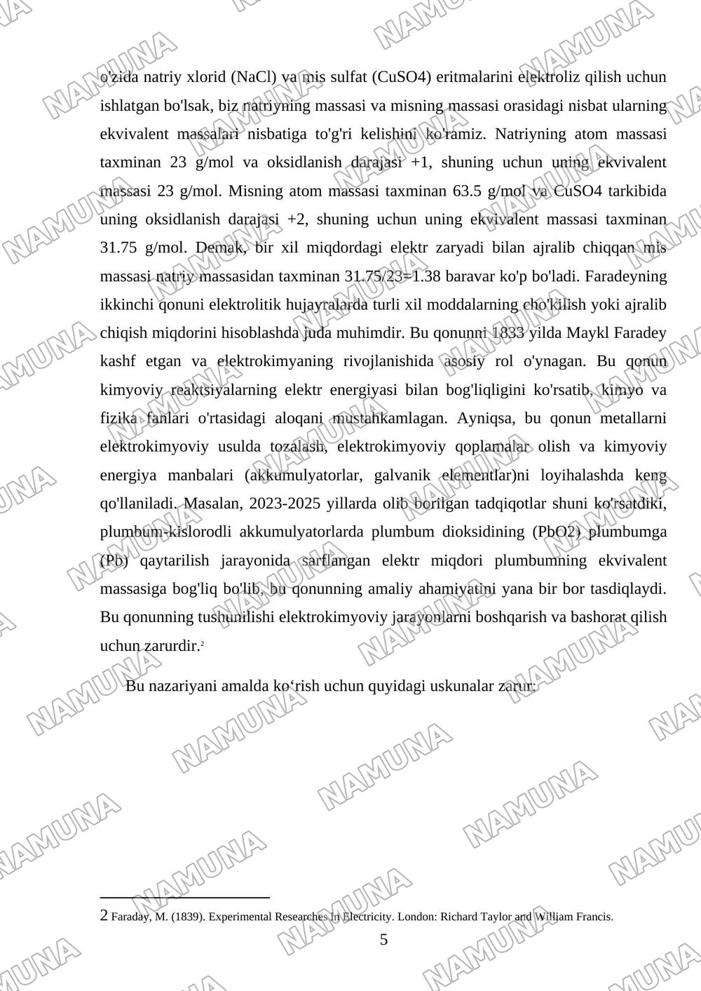 Elektroliz.elektroliz uchun Faradey qonunlari — 5-varaq