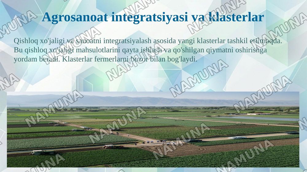 Ózbakistonda qishloq xójaligi korxonalarini davlat tomonidan tartibga solish va qóllab quvvatlash tizimi — 8-slayd