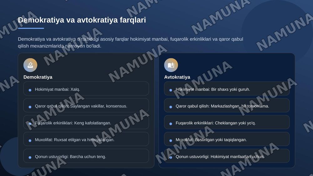 Siyosiy tizimlarning qiyoslanishi — 8-slayd