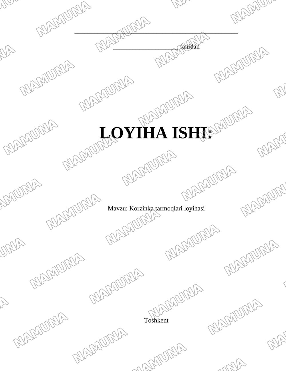 Korzinka tarmoqlari loyihasi — 1-varaq