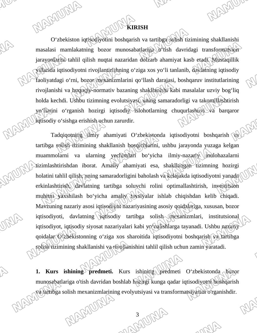O‘zbekistonda iqtisodiyotni boshqarish va tartibga solish tizimining shakllanishi — 3-varaq