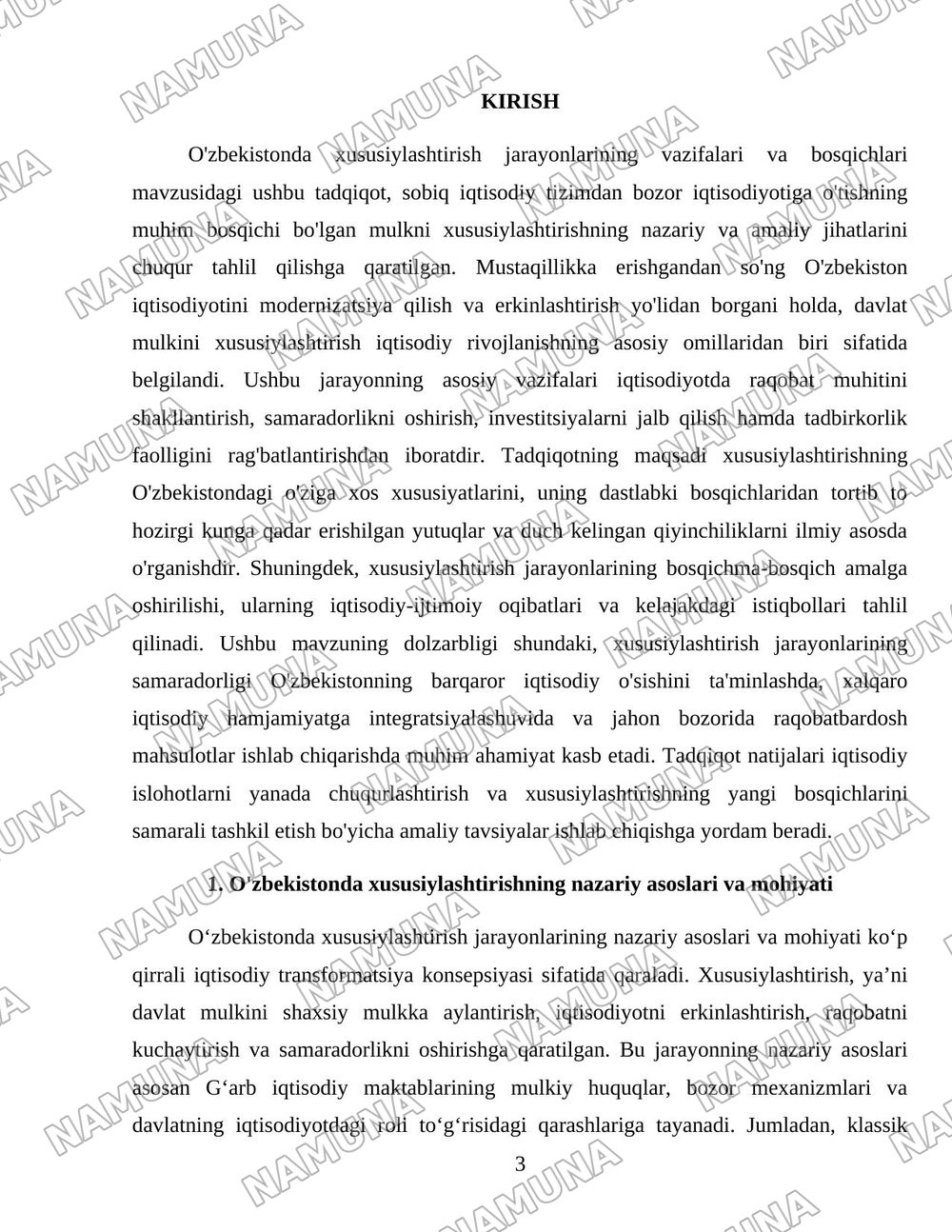 Oʻzbekistonda xususiylashtirish jarayonlarning vazifalari va bosqichlari — 3-varaq