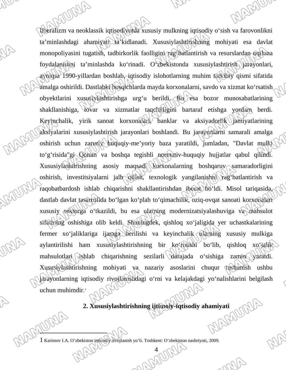 Oʻzbekistonda xususiylashtirish jarayonlarning vazifalari va bosqichlari — 4-varaq