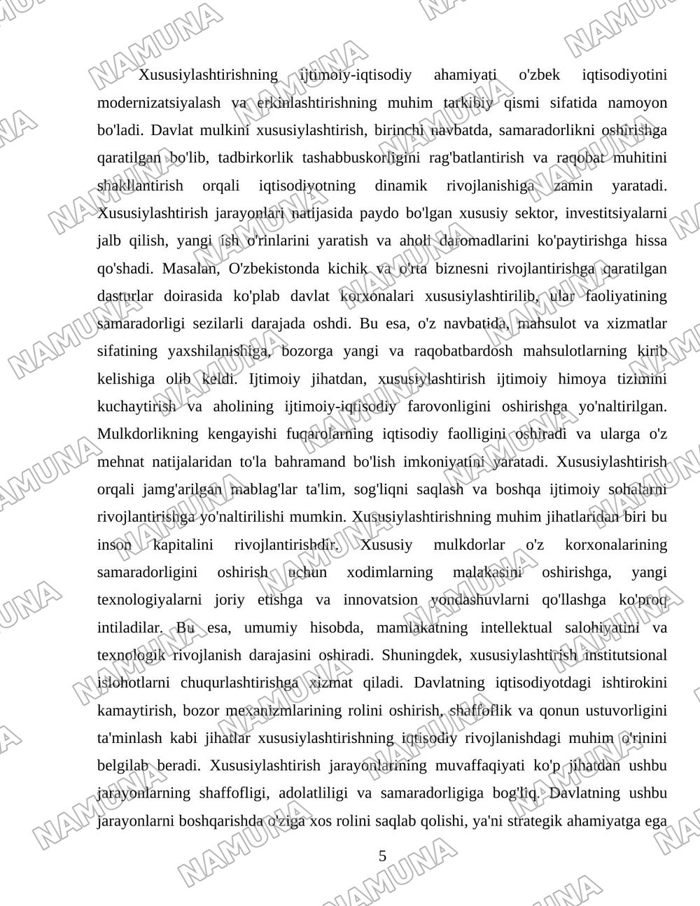 Oʻzbekistonda xususiylashtirish jarayonlarning vazifalari va bosqichlari — 5-varaq