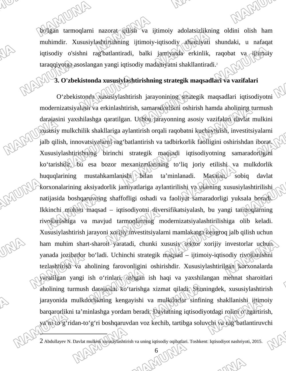 Oʻzbekistonda xususiylashtirish jarayonlarning vazifalari va bosqichlari — 6-varaq