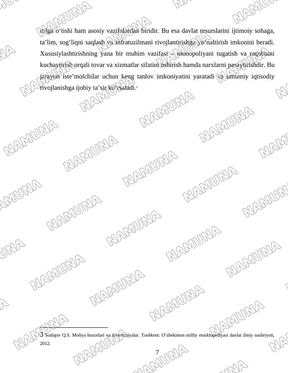 Oʻzbekistonda xususiylashtirish jarayonlarning vazifalari va bosqichlari — 7-varaq