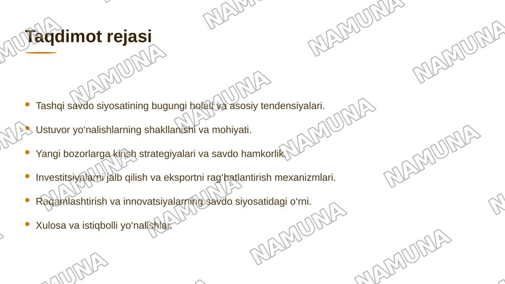 O‘zbekistonning tashqi savdo siyosatining ustuvor yo'nalishlari — 2-slayd