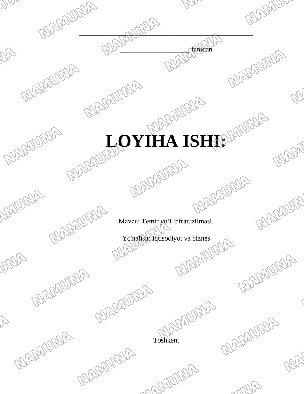 Temir yoʻl infratuzilmasi. — 1-varaq