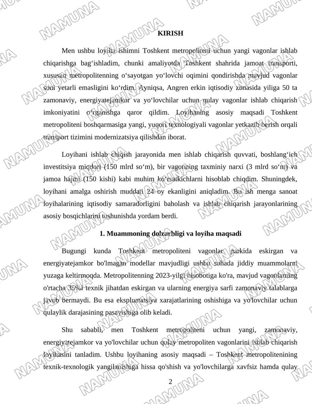 Temir yoʻl infratuzilmasi. — 2-varaq