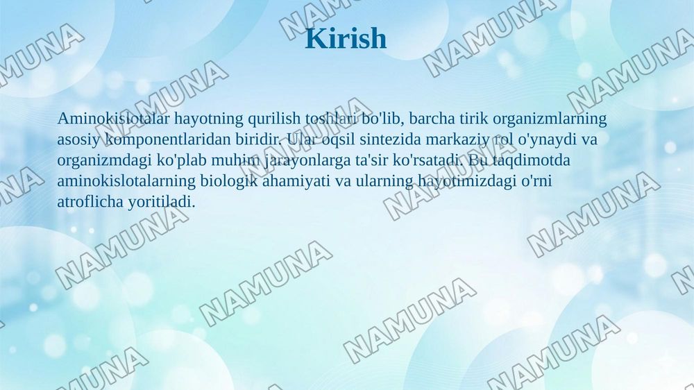 Aminokislotalarning biologik ahamiyati. — 3-slayd