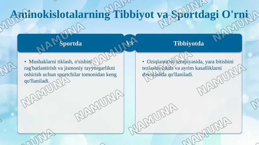 Aminokislotalarning biologik ahamiyati. — 8-slayd