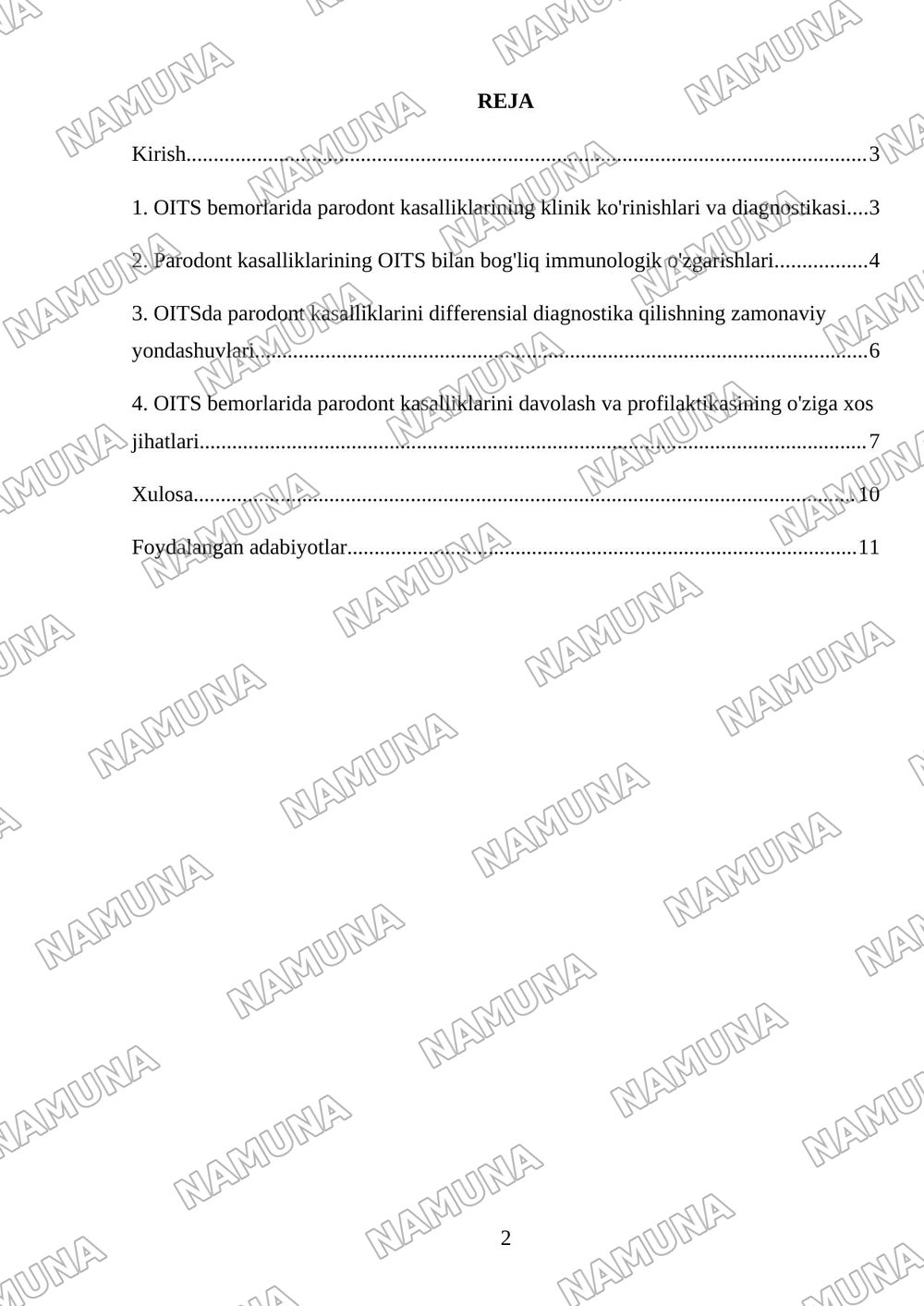 Oitsda paradontdagi o’zgarishlar klinikasi qiyosiy tashxis — 2-varaq
