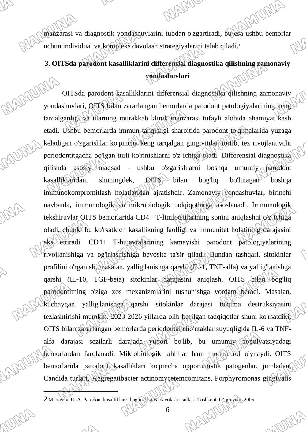 Oitsda paradontdagi o’zgarishlar klinikasi qiyosiy tashxis — 6-varaq