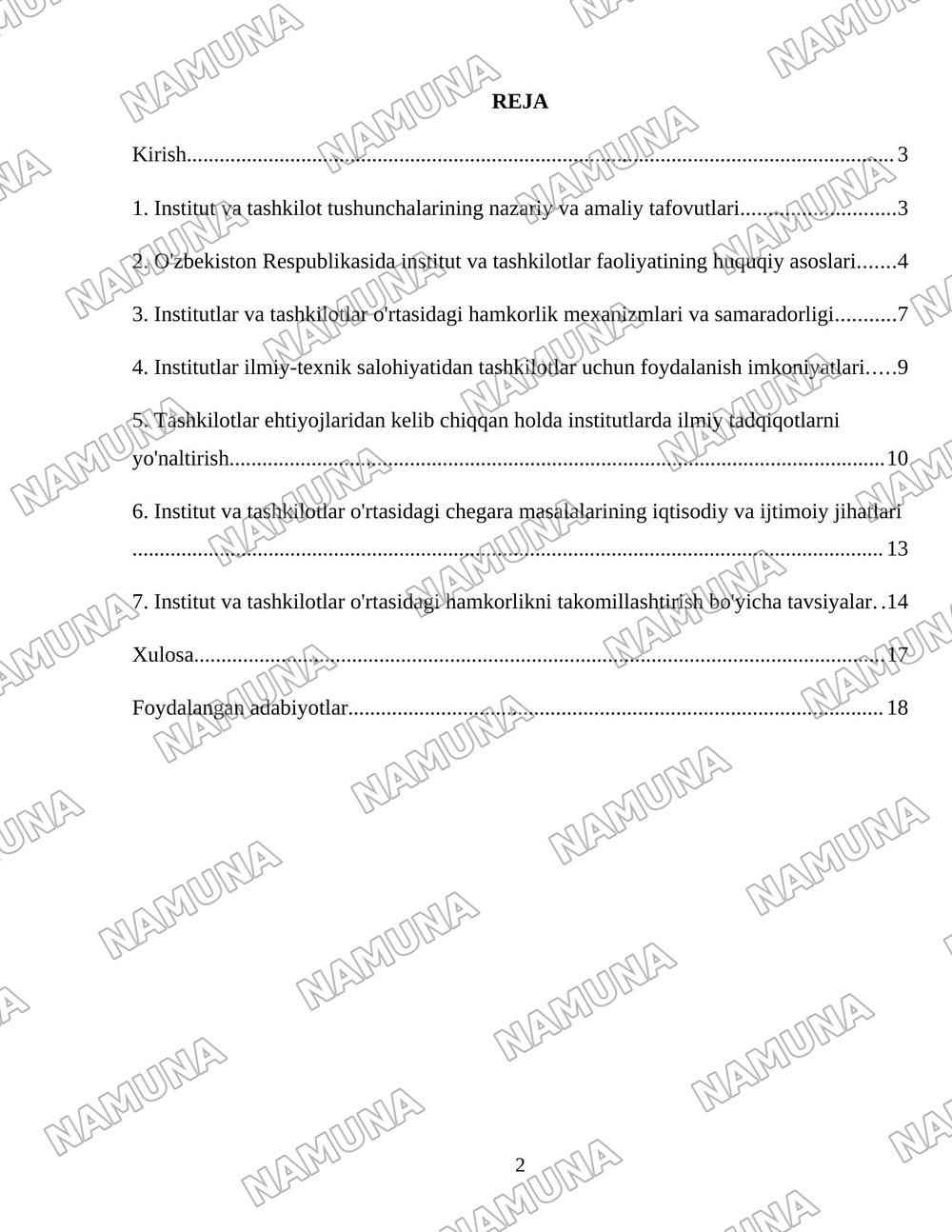 Institut bilan tashkilot o'rtasidagi chegara — 2-varaq