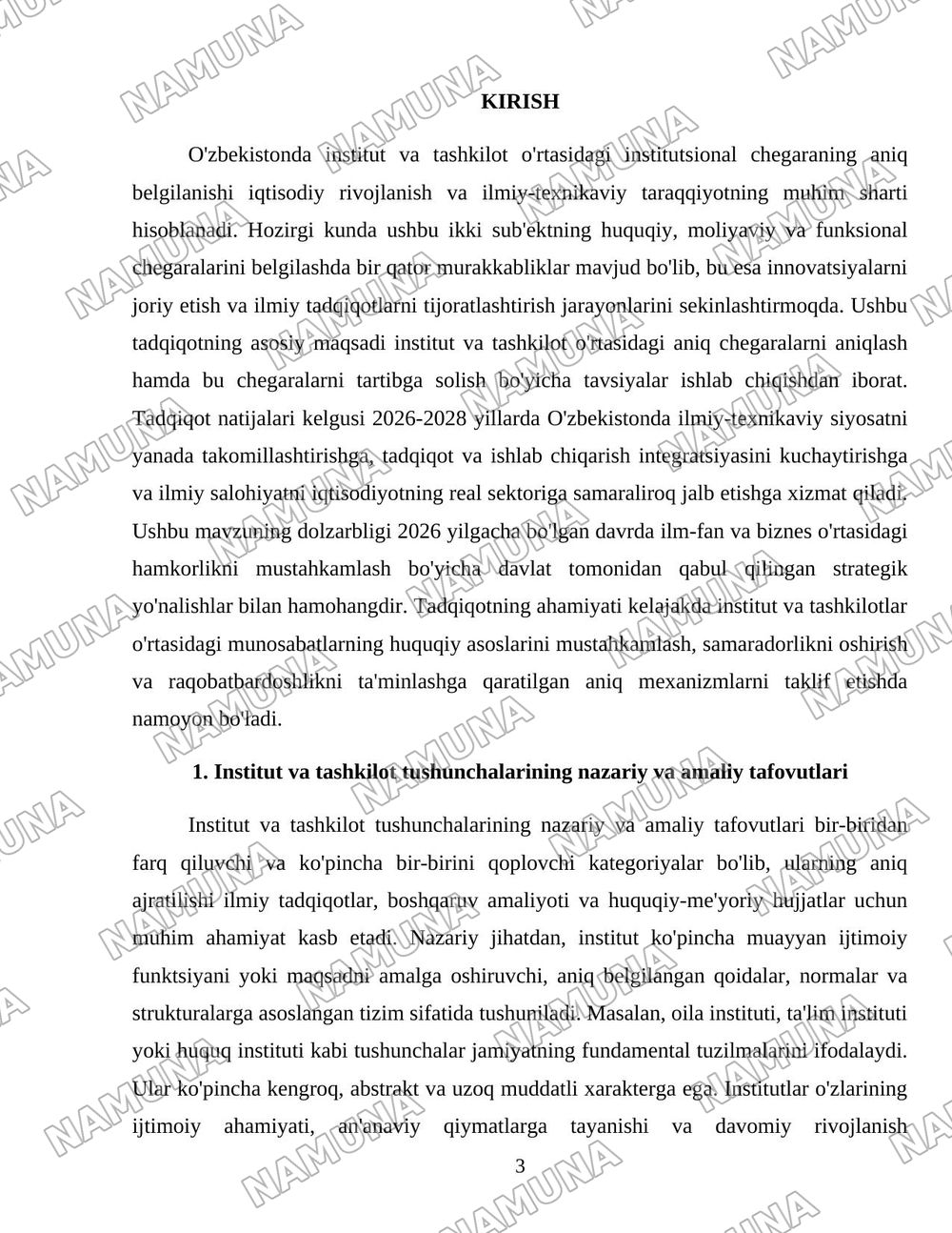 Institut bilan tashkilot o'rtasidagi chegara — 3-varaq