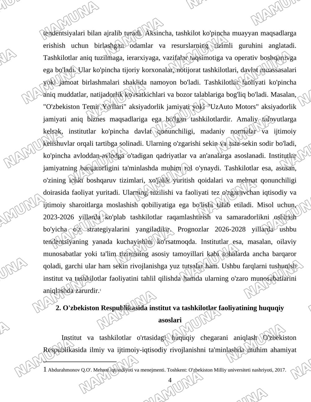 Institut bilan tashkilot o'rtasidagi chegara — 4-varaq