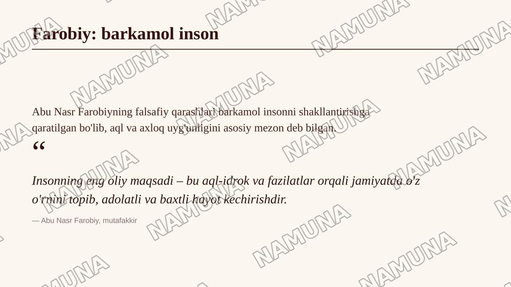 Ajdodlarimiz Abu Nasr Farobiy, Abu Ali ibn Sino, Abu Rayxon Beruniy va boshqalar tarbiyasiga oid ilmiy-amaliy fikrlari — 4-slayd